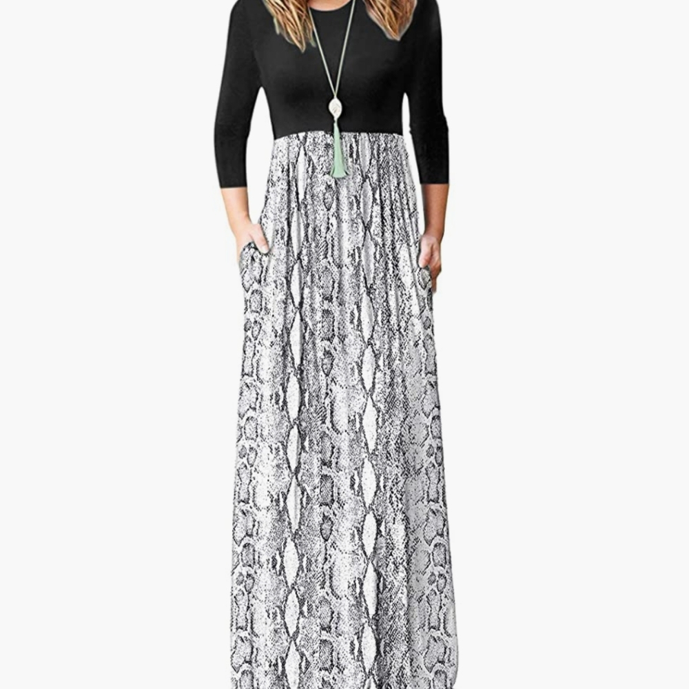 Wneedu Plus Size Maxi Dress
